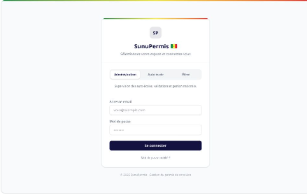 SunuPermis platform screenshot